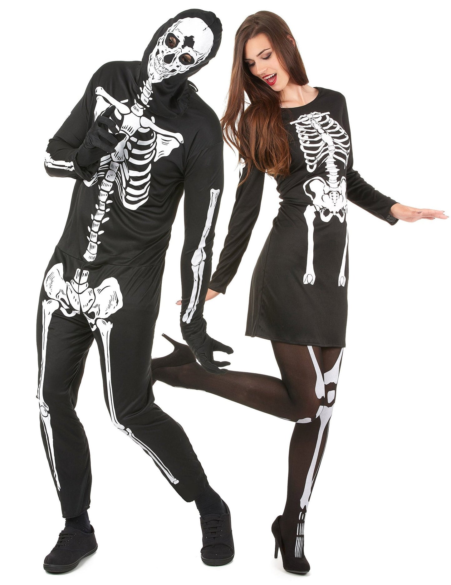 Disfarce de casal esqueleto para adulto Halloween