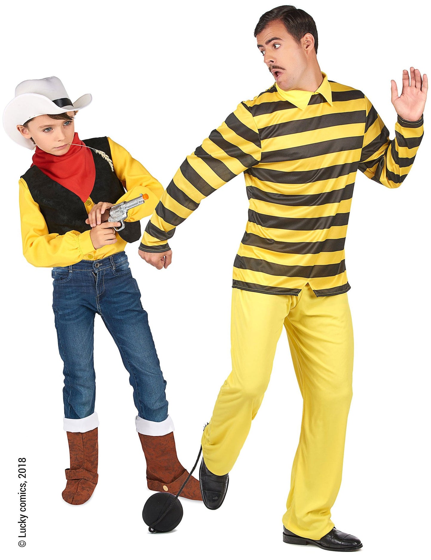 Disfarce de casal Dalton e Lucky Luke™ pai e filho