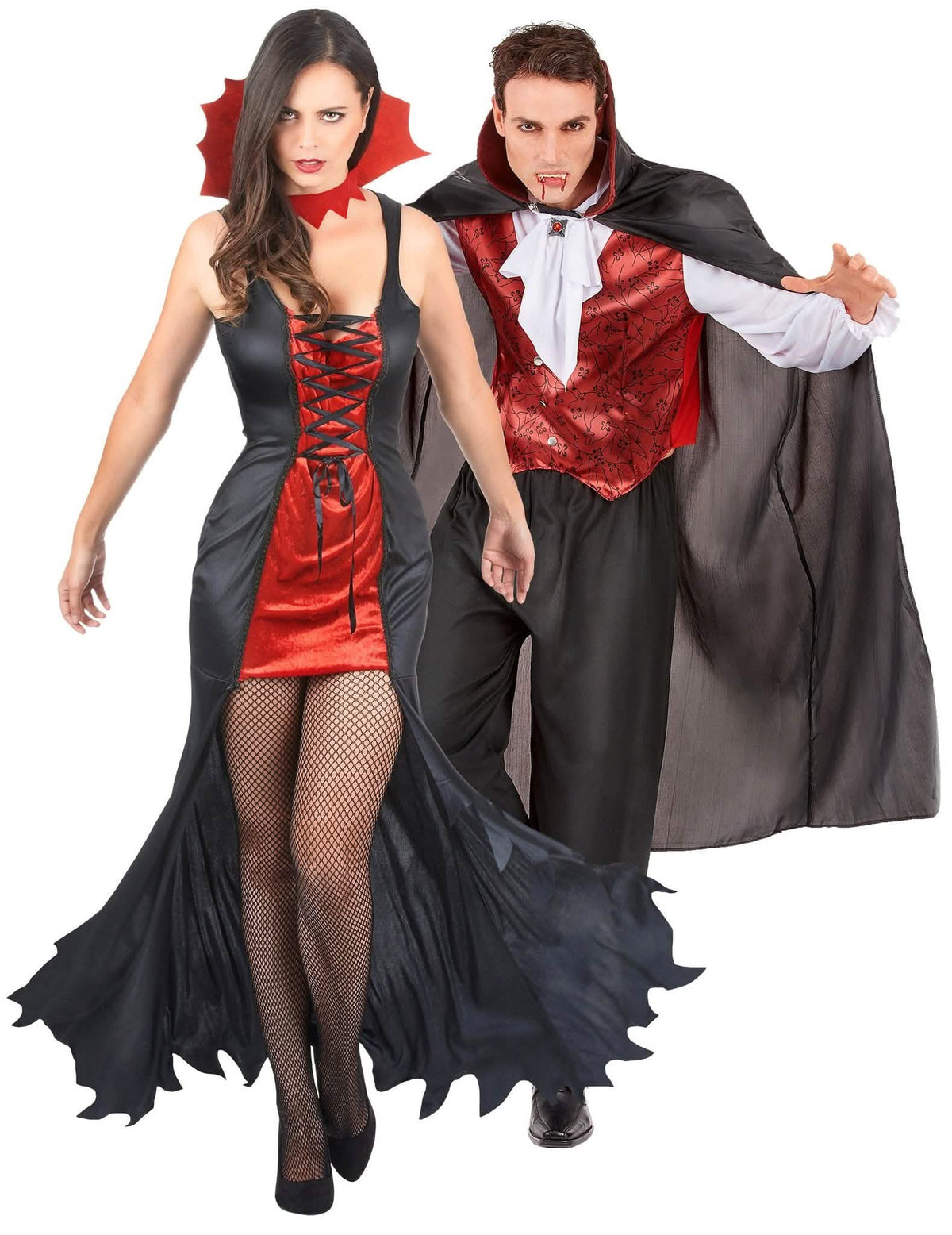 Fantasia adulta de casal de vampiros de Halloween