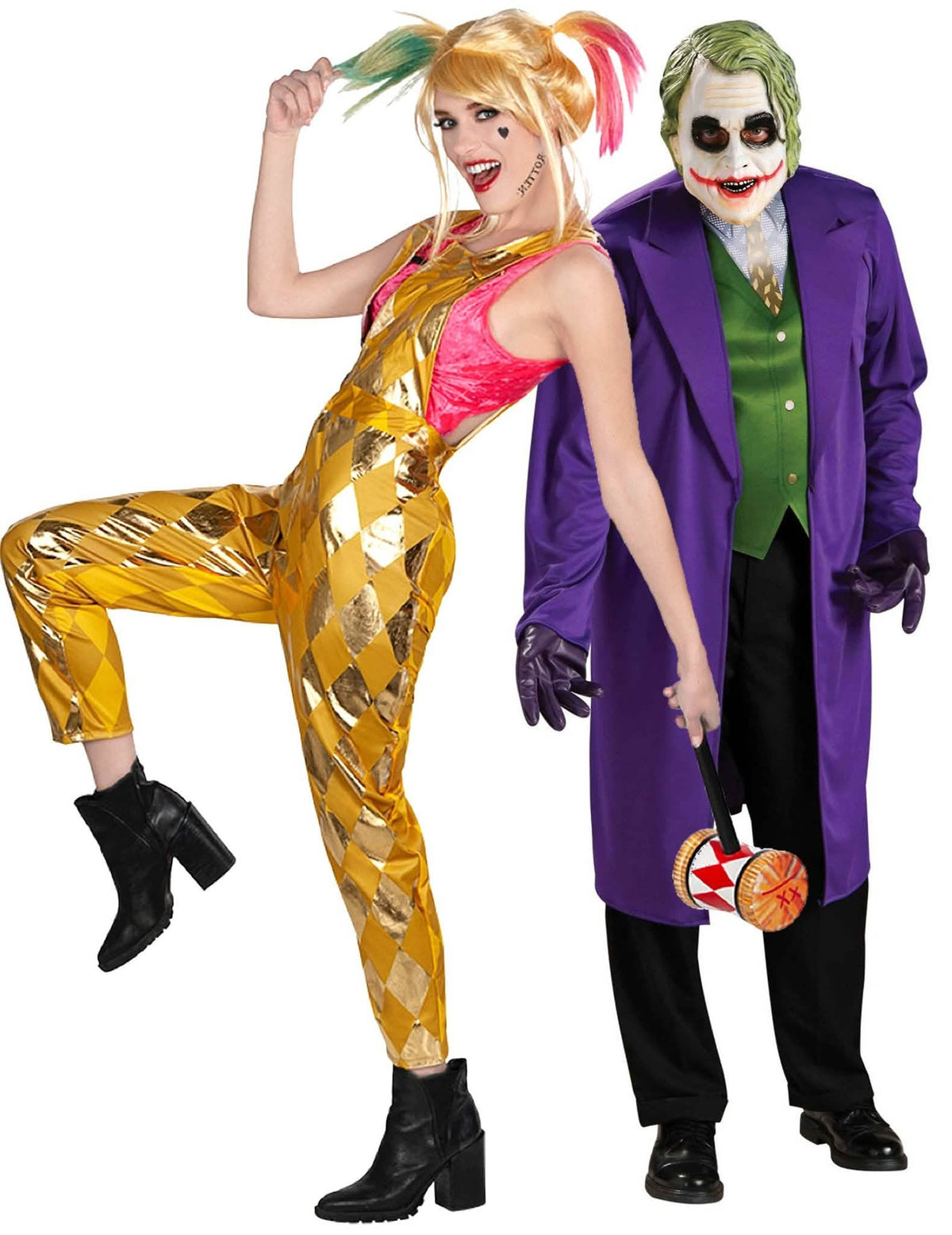 Fantasia de casal adulto Harley Quinn Birds of Prey™ e Joker The Dark Knight™ para Halloween