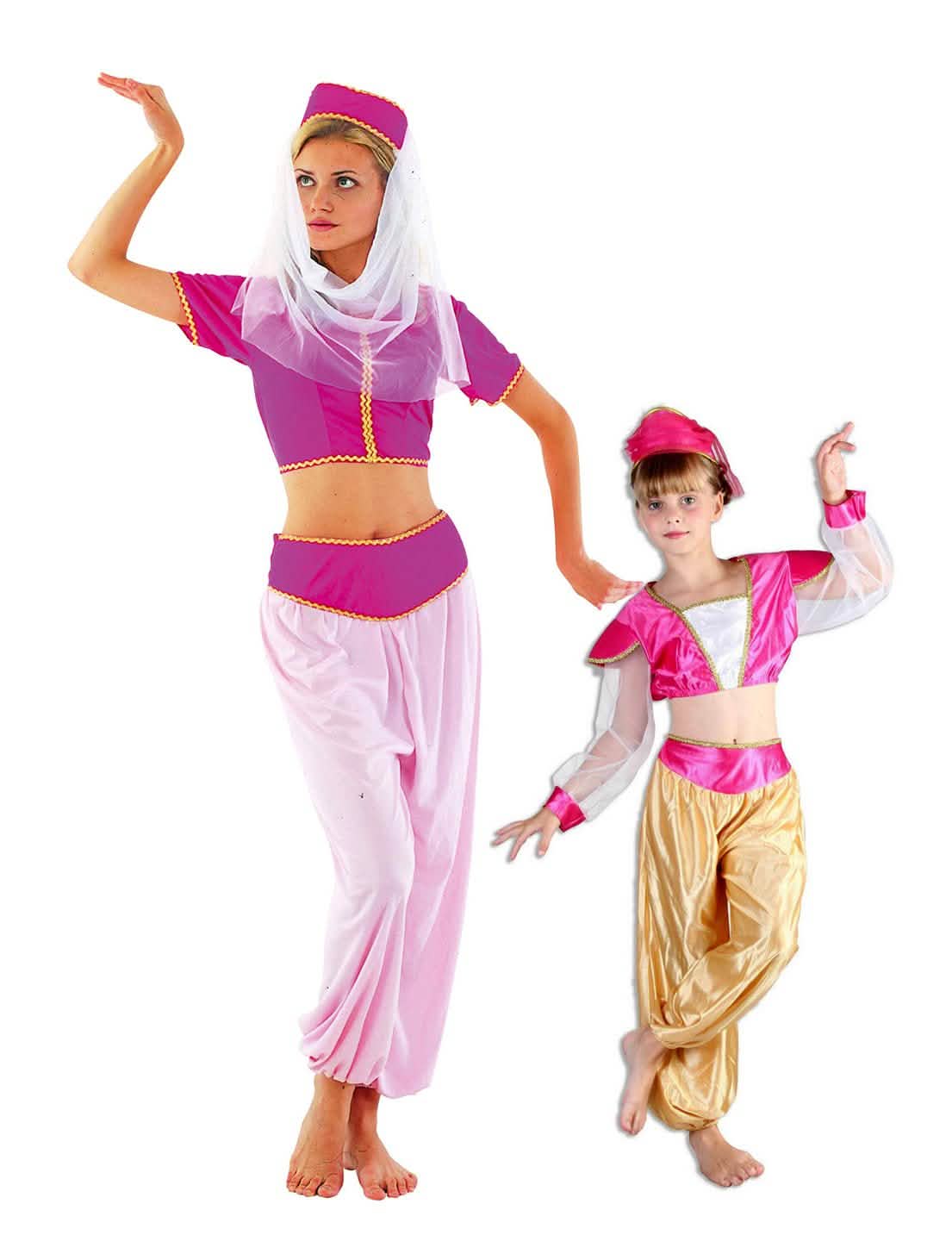 Fantasia de casal dançarina oriental mãe e filha