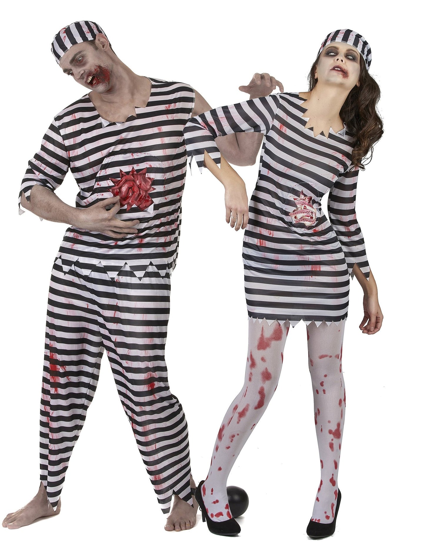 Disfarce de casal Prisioneiros zombie Halloween
