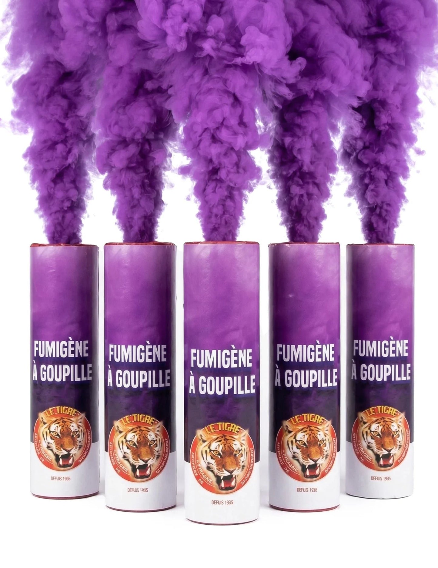 Pack de 5 fumígenos com pino roxos 1 min