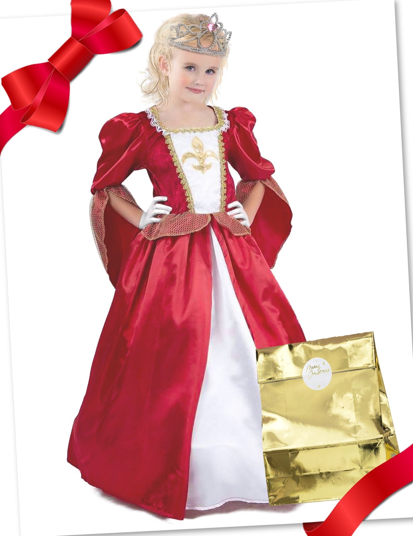 Caixa de presente disfarce princesa medieval com acessórios menina