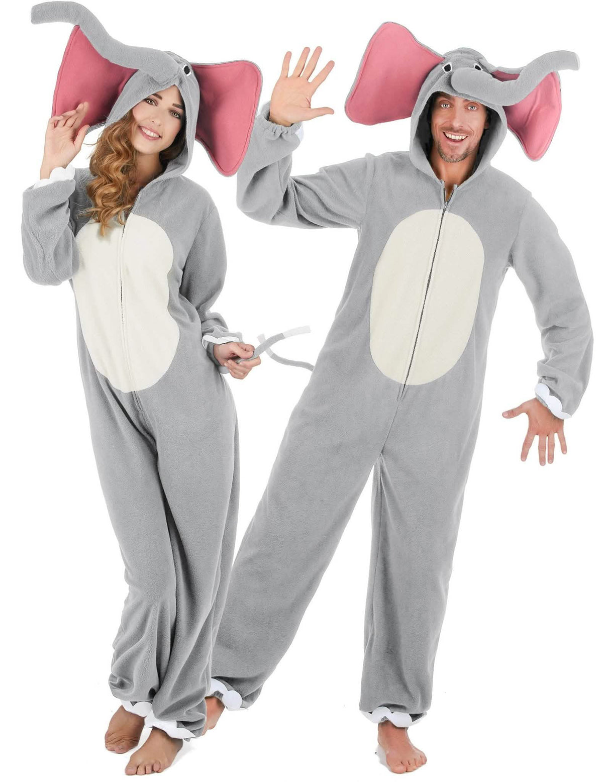 Fato de casal de elefante cinza adulto