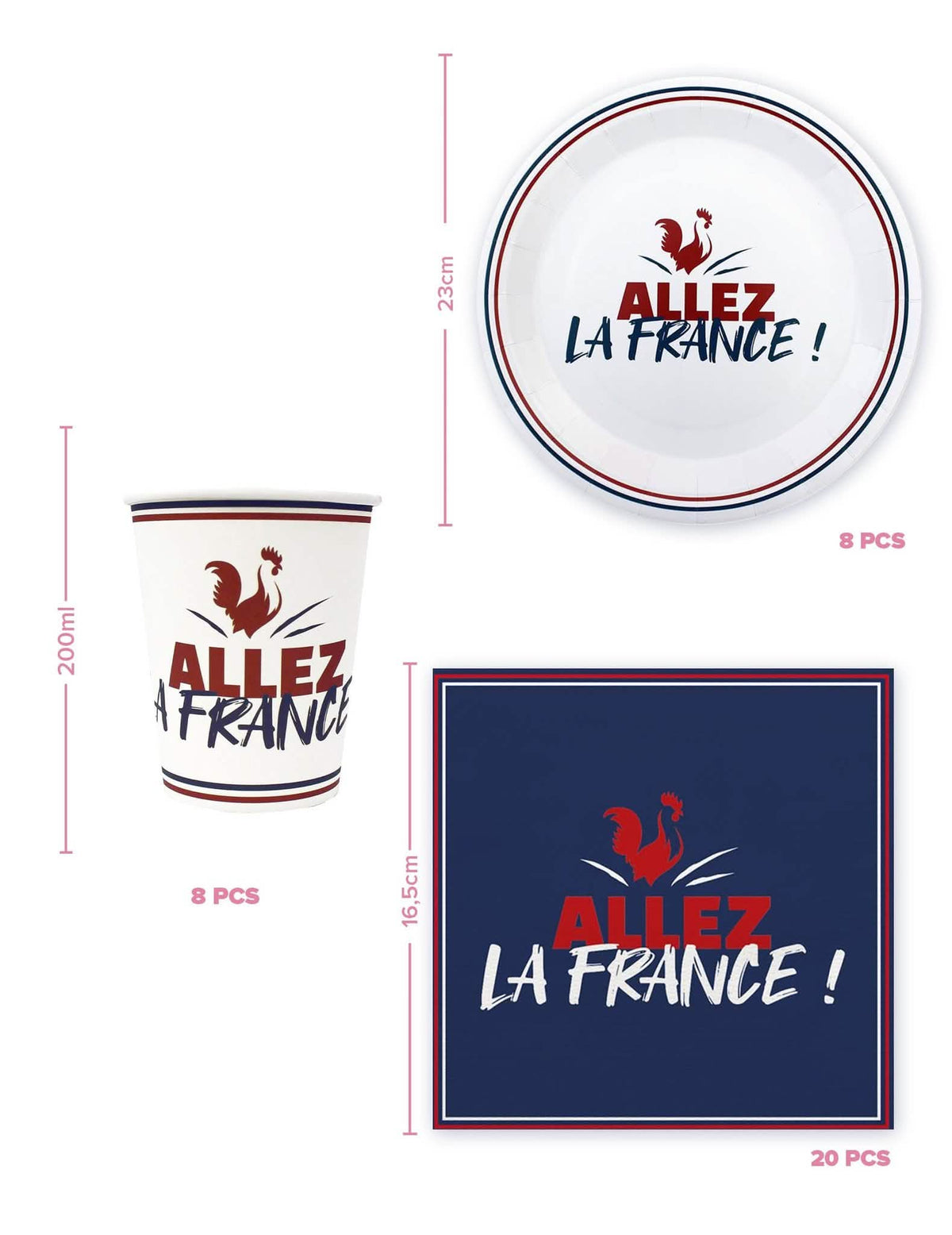 Kit de louça descartável Allez la France