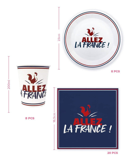 Kit de louça descartável Allez la France
