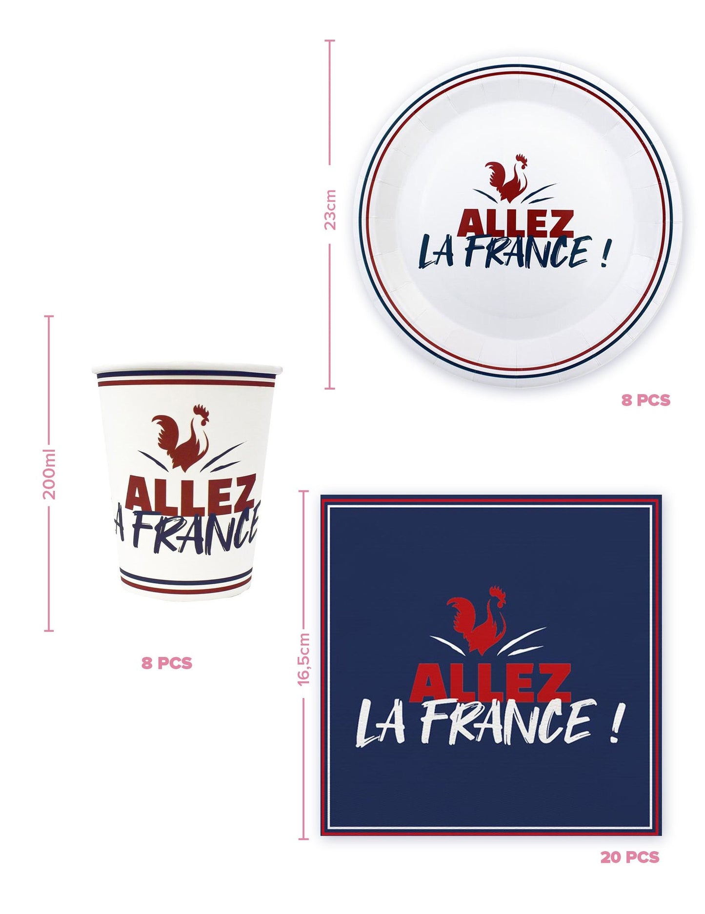 Kit de louça descartável Allez la France