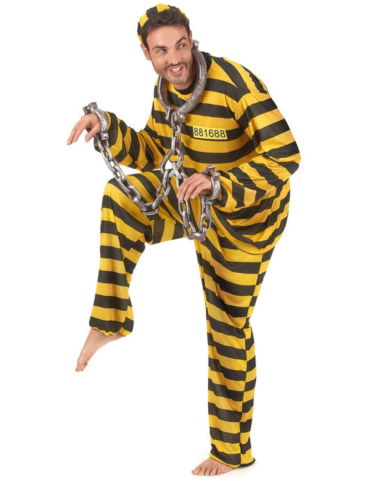Disfarce de casal prisioneiro amarelo adulto