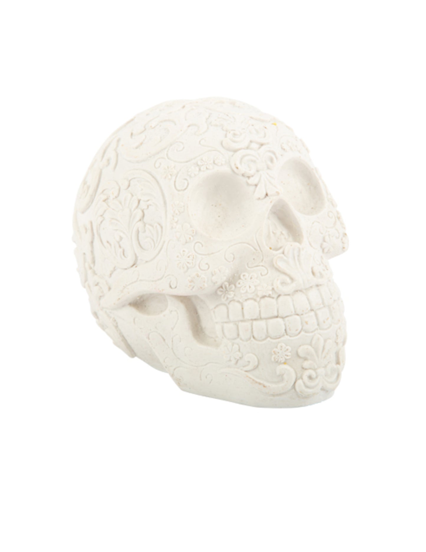 Tête de mort calaveras pour décoration blanche avec motifs en relief