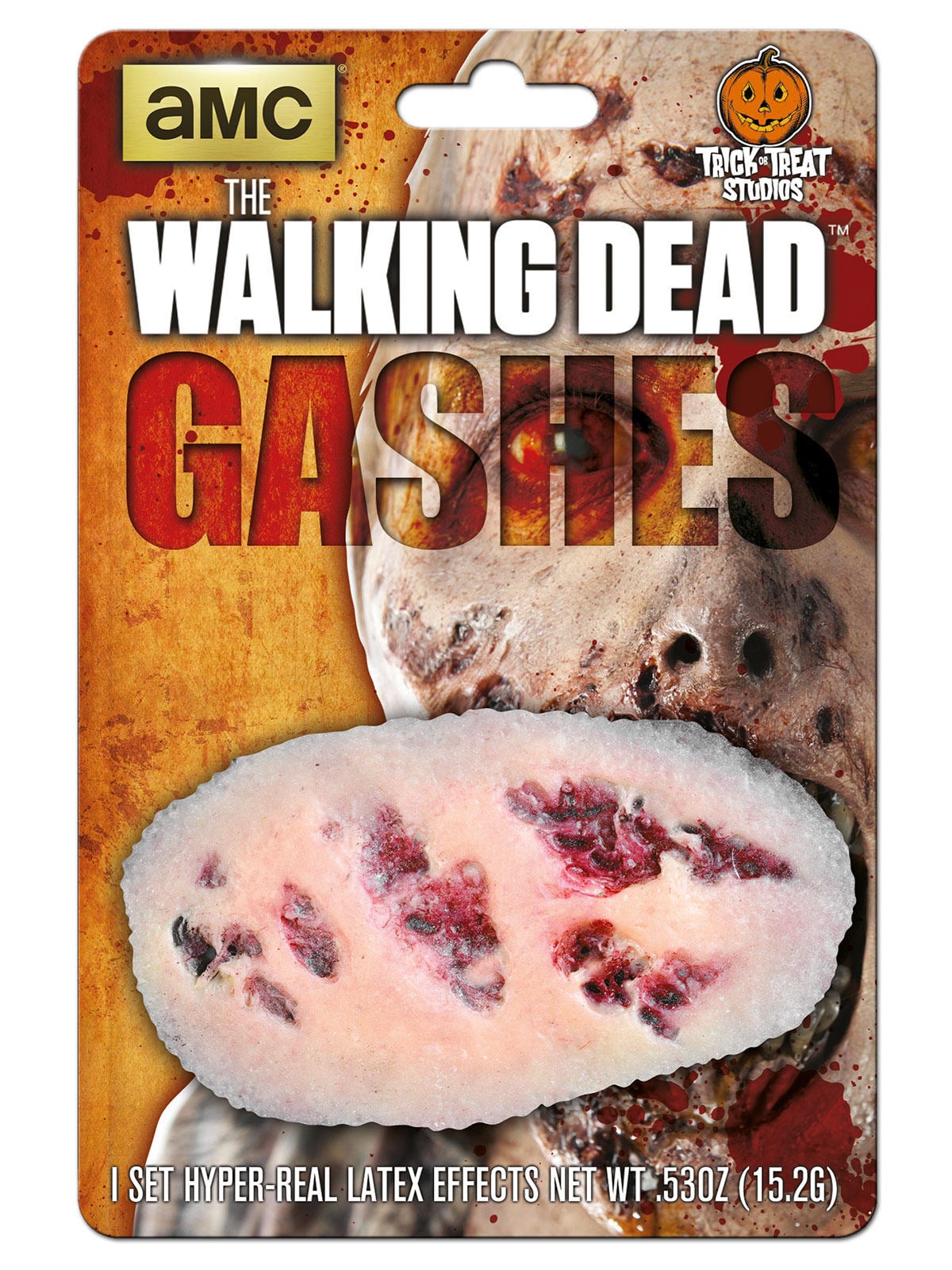 Prothèse en latex de blessures sanglantes The Walking Dead pour adulte beige et rouge