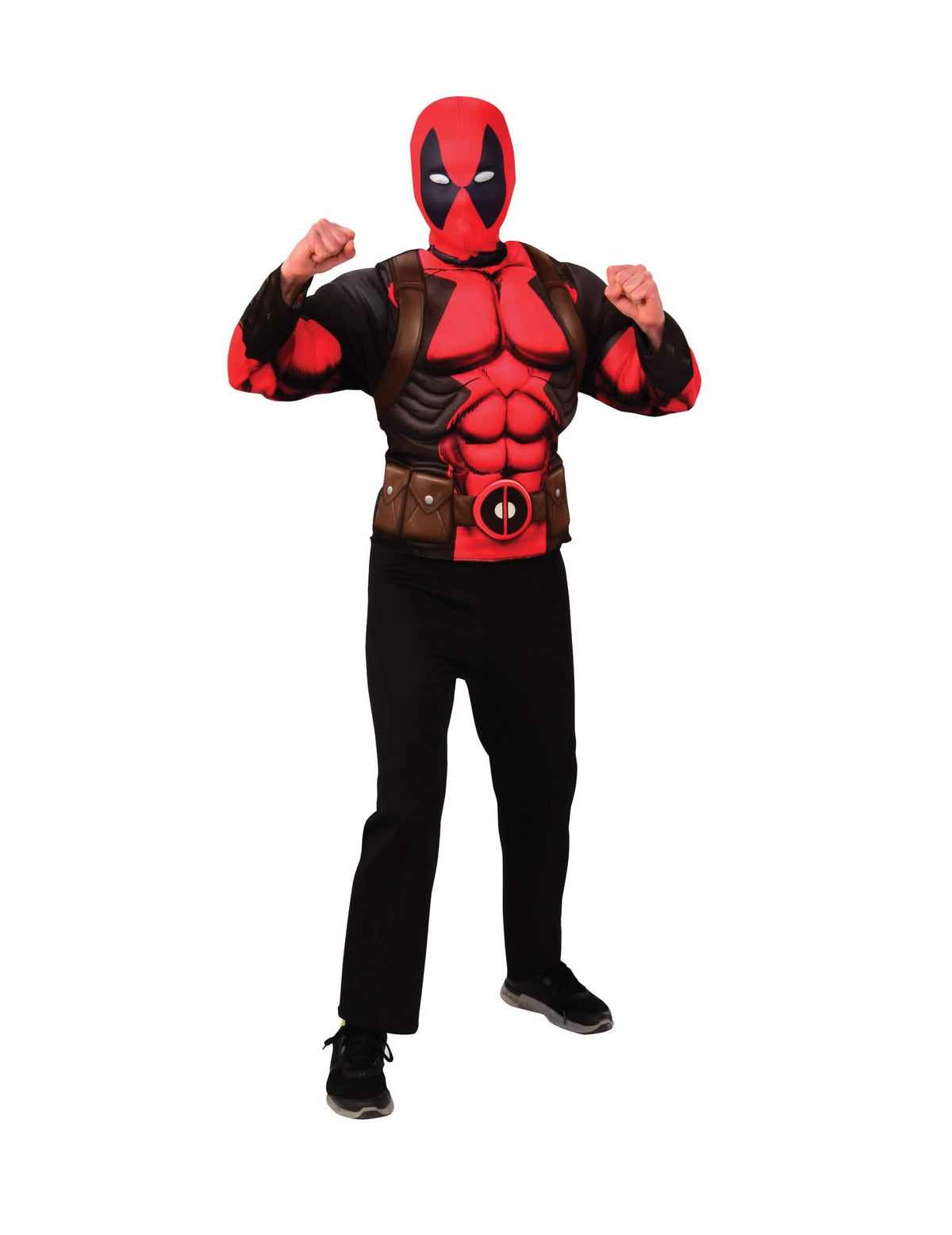 Top et cagoule Deadpool pour adolescent rouge et noir avec buste musclé