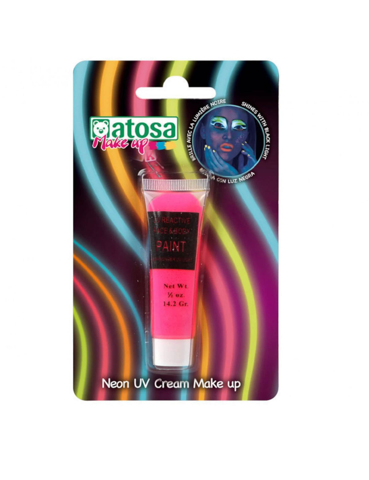 Tubo de maquilhagem rosa néon UV