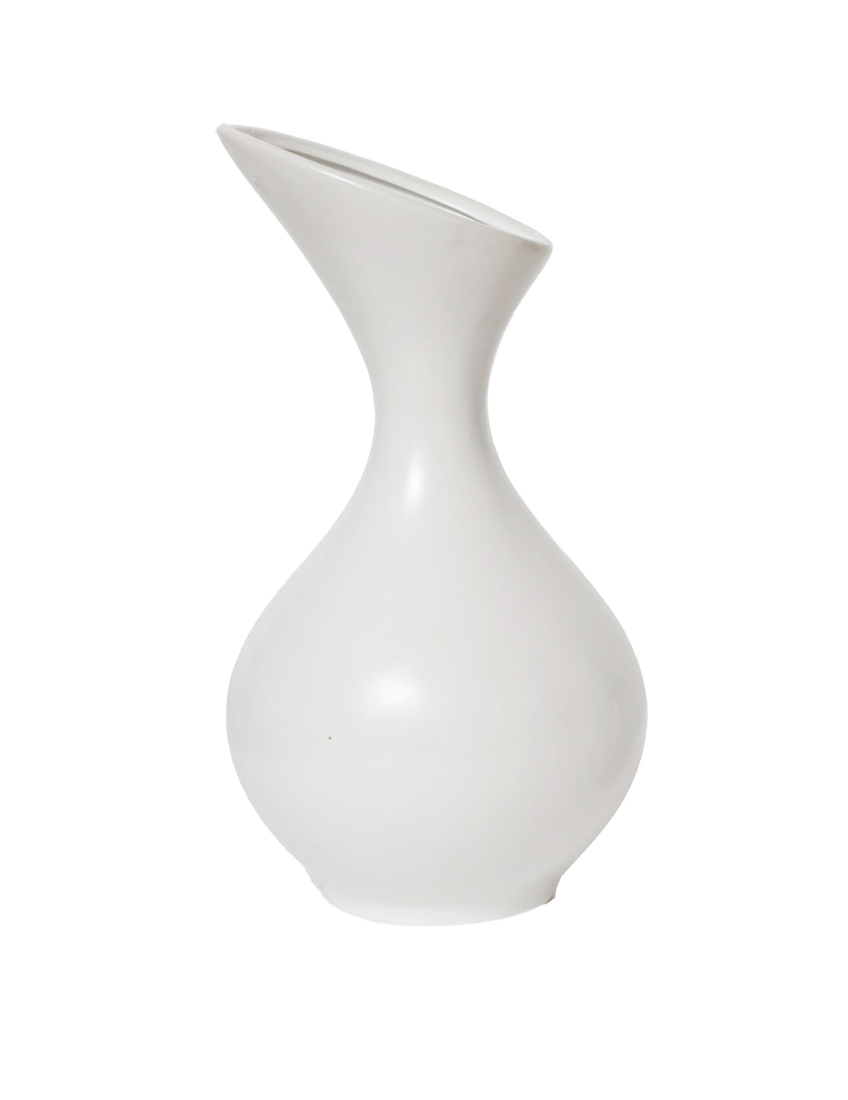vaso em cerâmica arredondado assimétrico branco