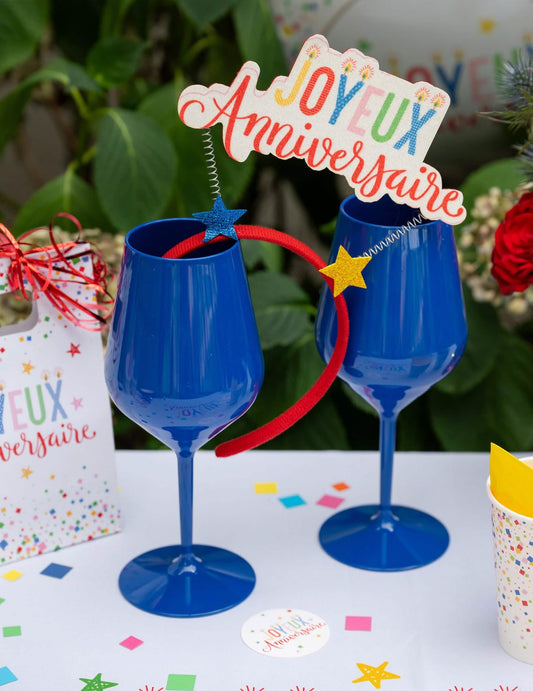 Copo de vinho com pé azul-escuro 47 cl