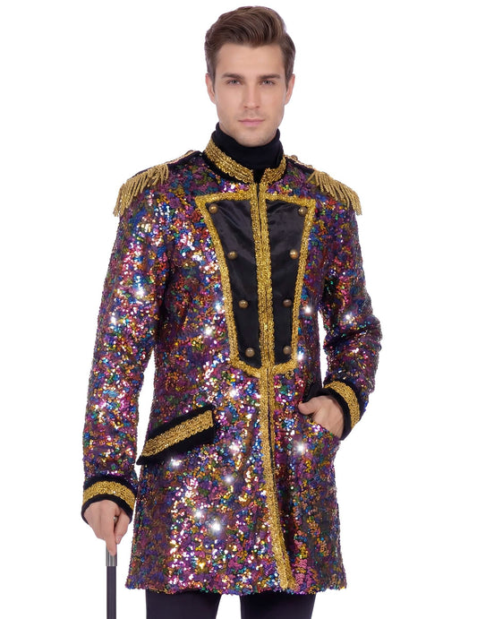 Casaco de lantejoulas coloridas de luxo para homem