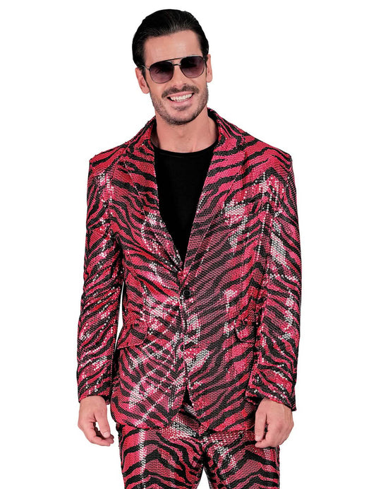 Casaco de zebra cor-de-rosa com lantejoulas para adultos