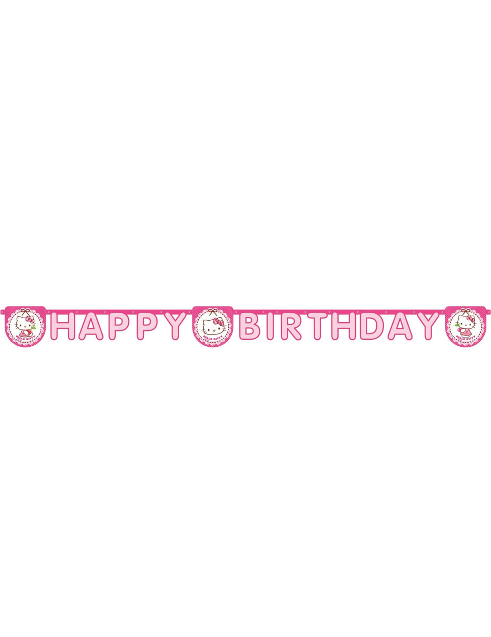 Vista geral da grinalda Happy Birthday Hello Kitty