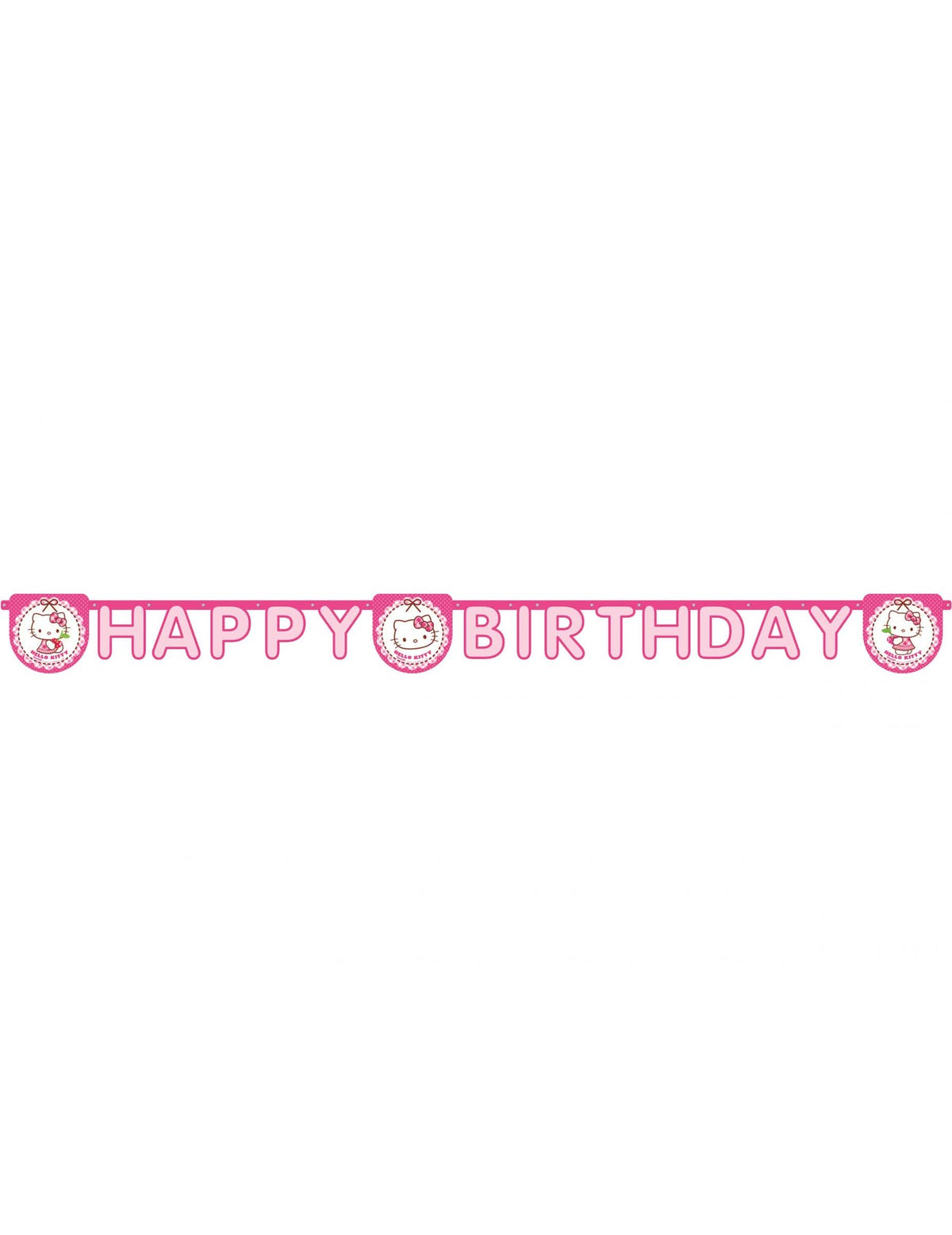 Vista geral da grinalda Happy Birthday Hello Kitty