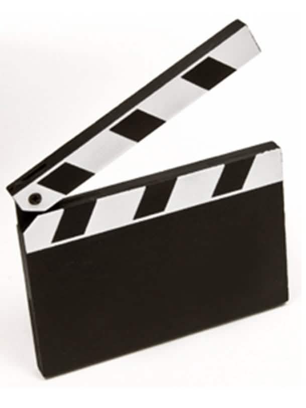 Marcador de lugar clap de cinema hollywood para festa black and white