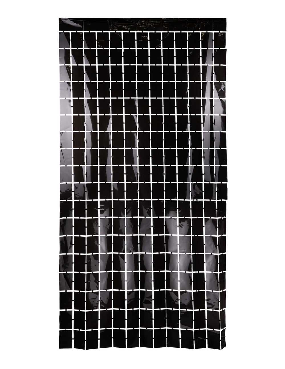 Vue d'ensemble du rideau de carrés noires pour décoration de fête noir brillant