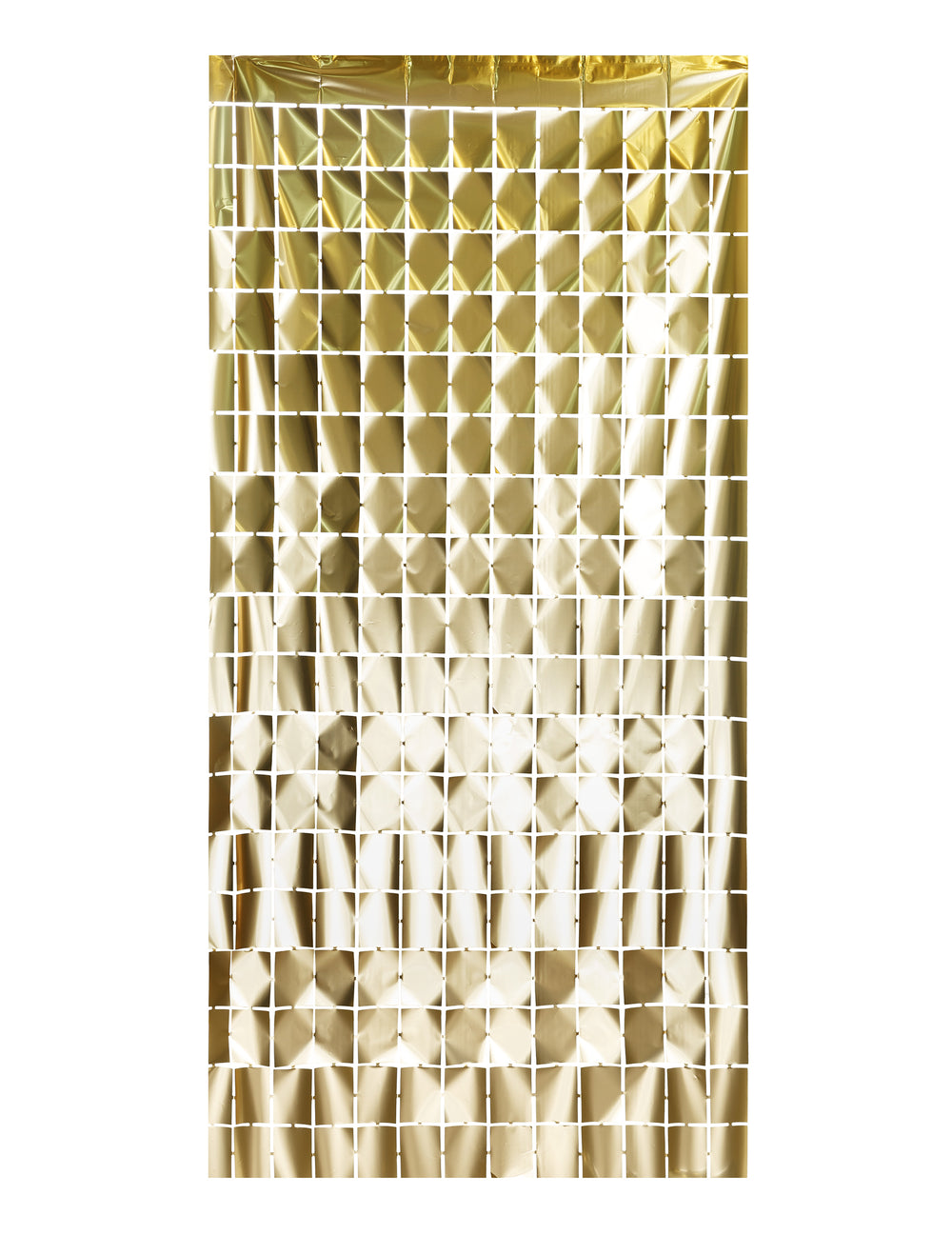 Vue d'ensemble du rideau de carrés dorés pour décoration de fête scintillant