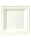 Assiettes carrées fibre de canne blanches compostables