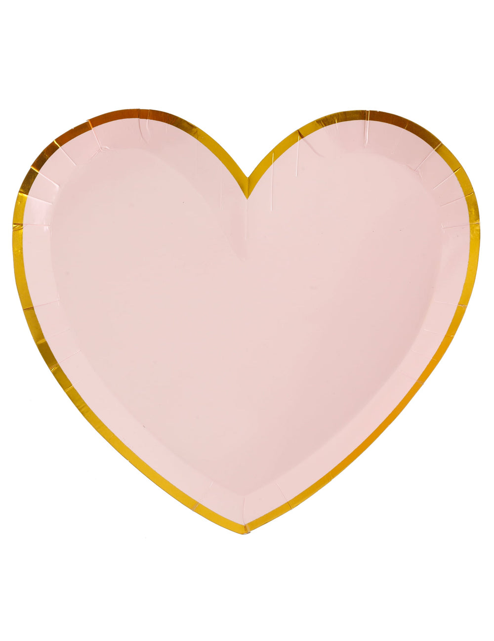 Vue de dessus des assiettes en carton cœur rose et or