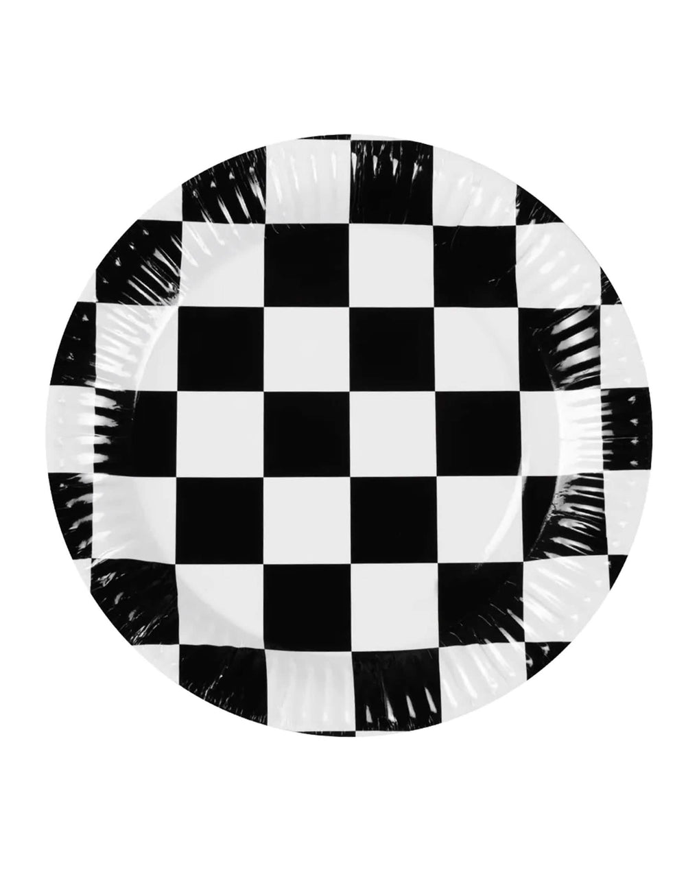 pratos de cartão racing com motivo de xadrez black and white