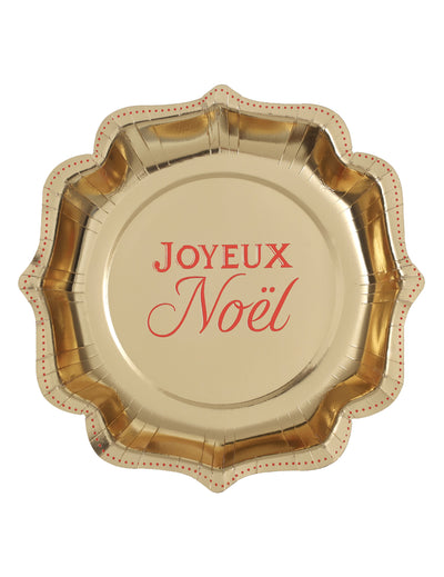 10 pratos Natal Cintilante dourado e vermelho 21 cm