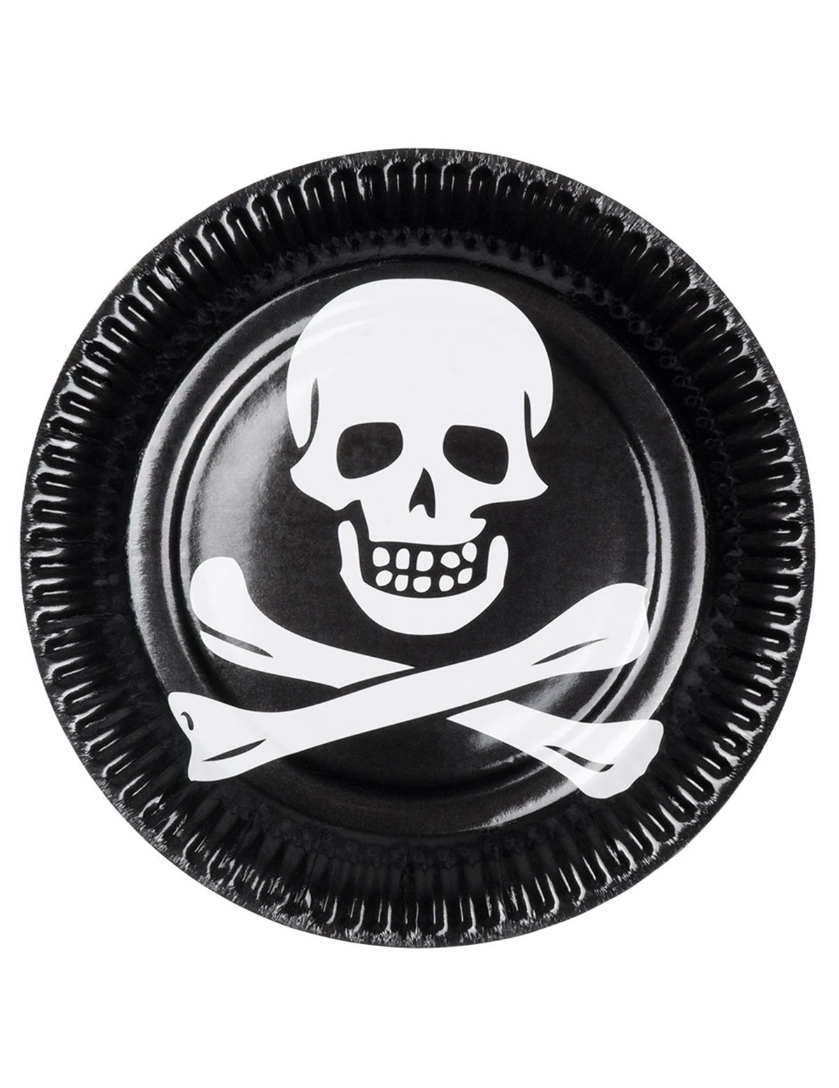 Assiettes tête de mort pour fête noir et blanc