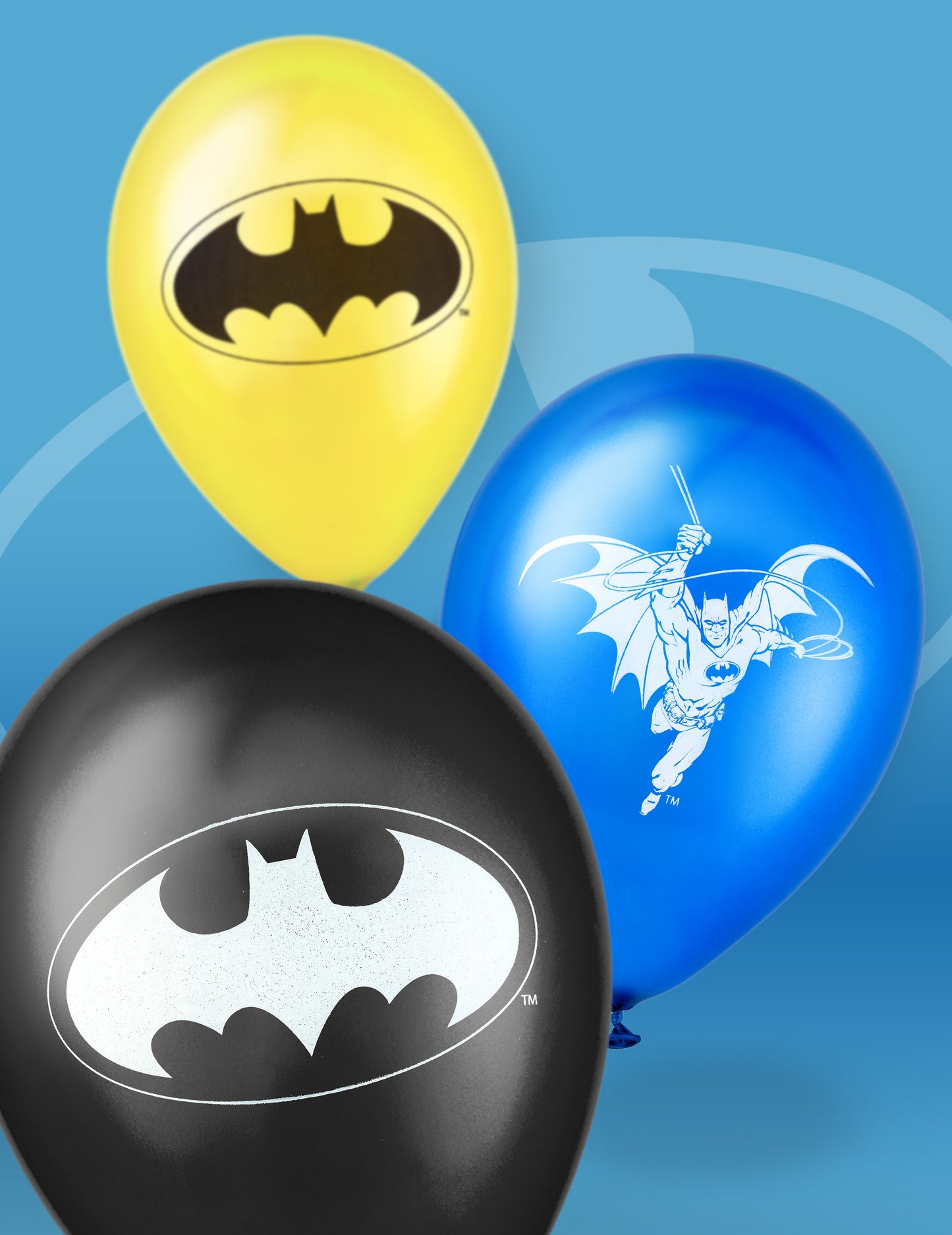 Gros plan sur les imprimés des ballons latex Batman