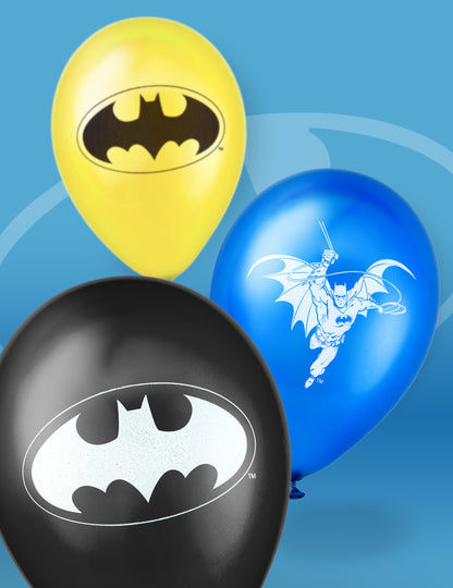 Gros plan sur les imprimés des ballons latex Batman