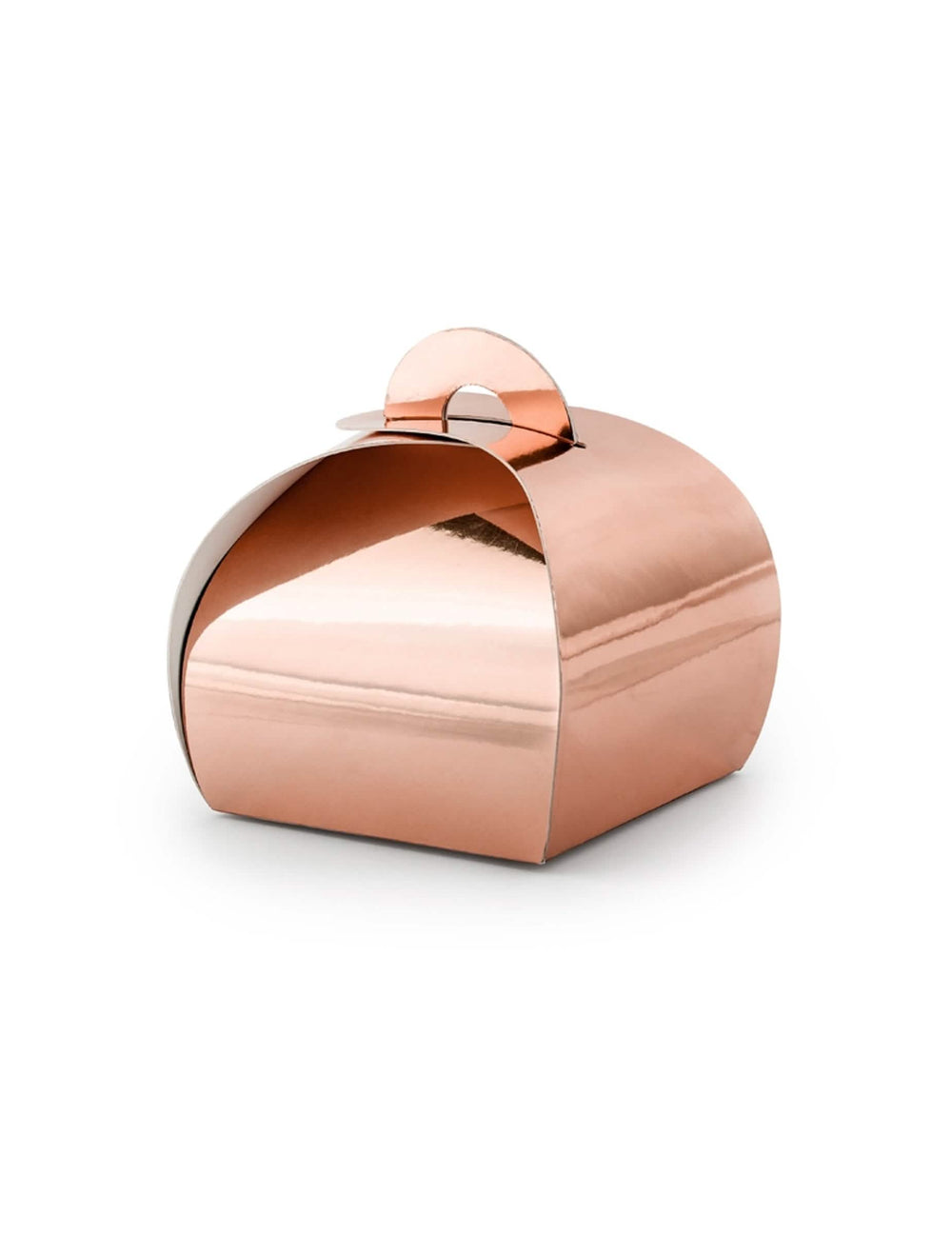 Caixa em cartão para amêndoas metalizada em ouro rosa