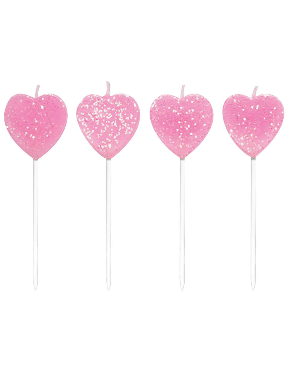 velas em espetos corações para festa rosas com purpurinas