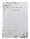 Cartes de souhaits Oh Baby pour baby shower avec motifs eucalyptus et texte doré