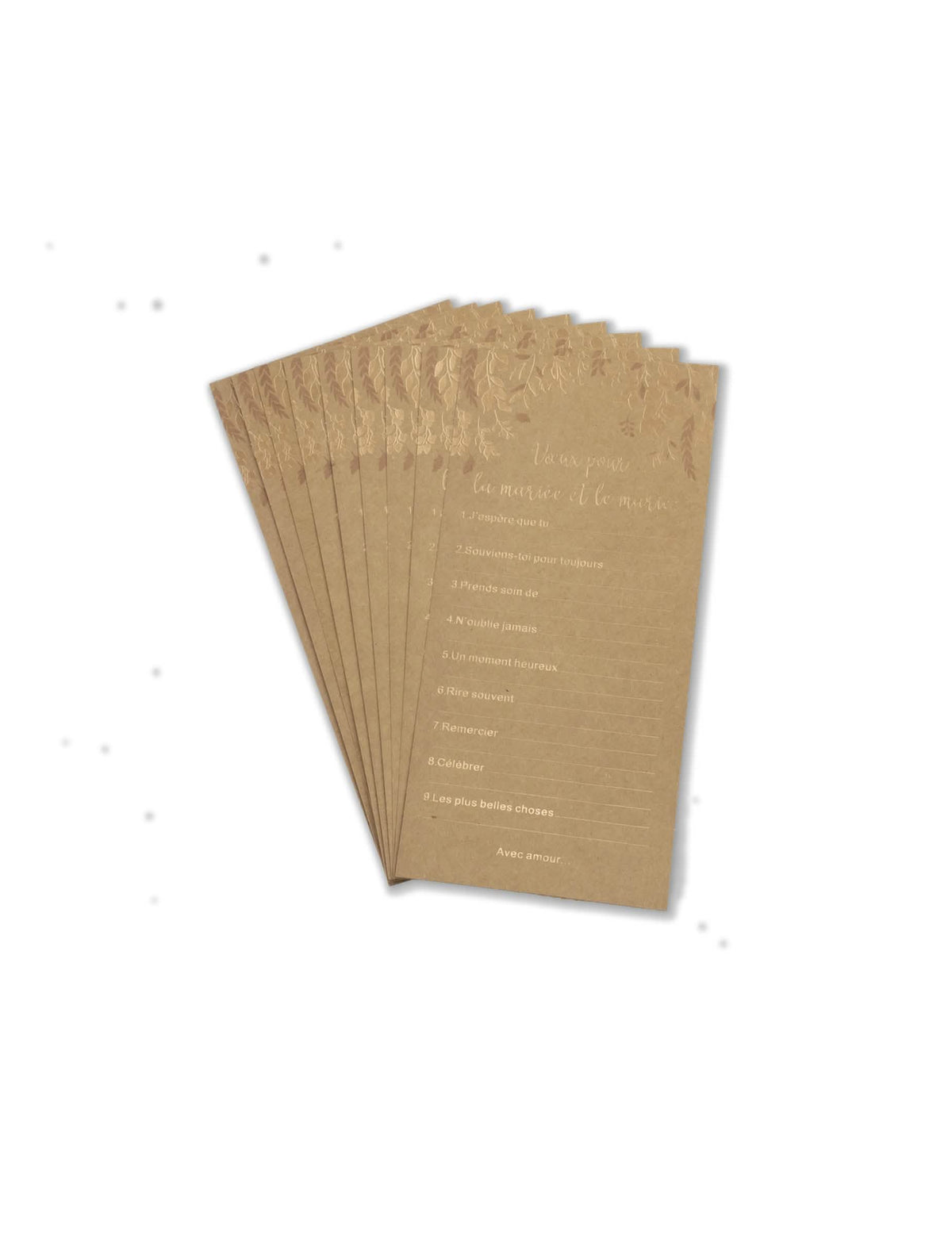 Cartões de votos de casamento kraft e bronze para os noivos para preencher