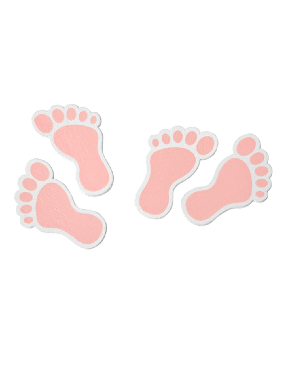 Confettis en bois pieds de bébé pour baby shower rose