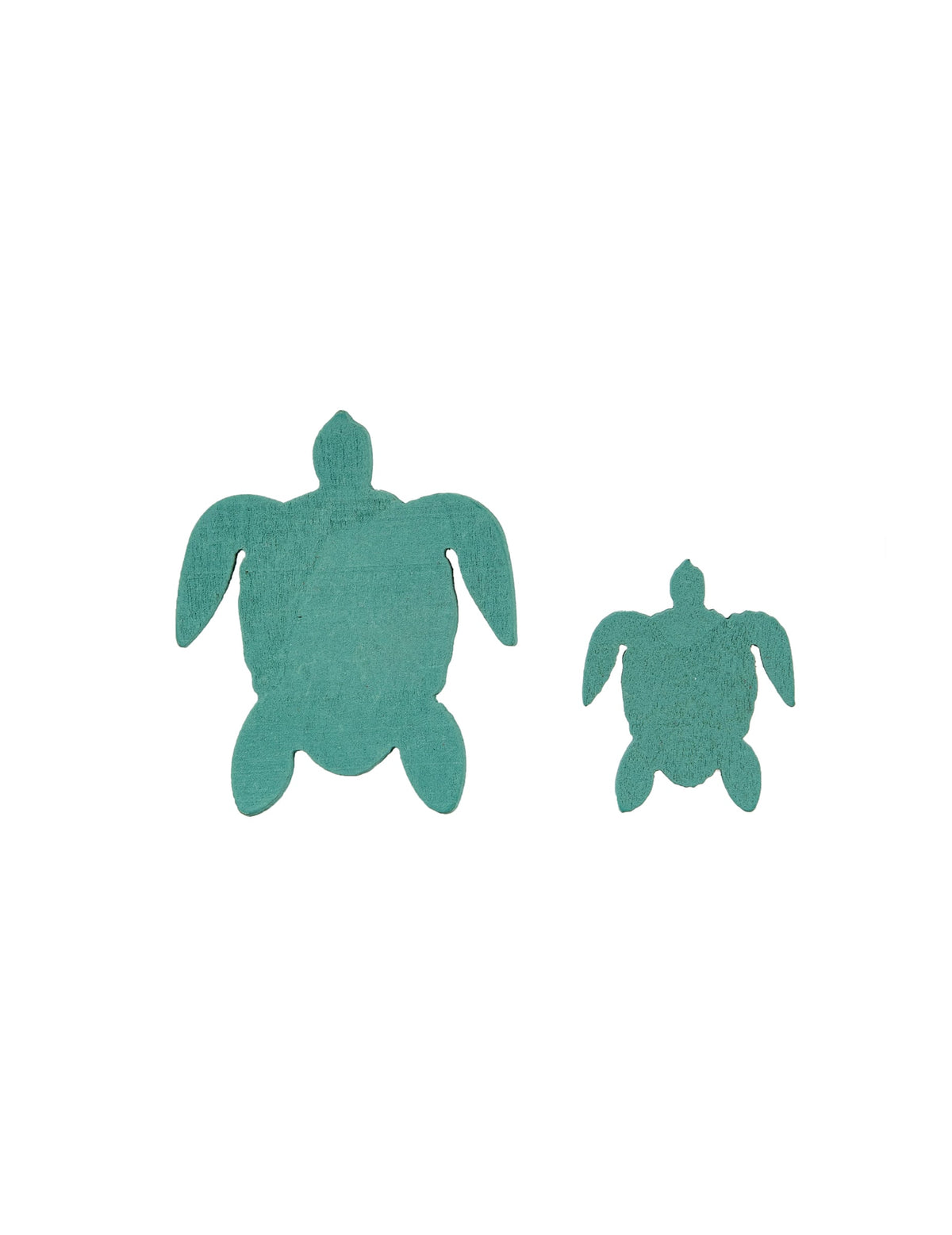 Détail des deux modèles de confettis en bois tortues de mer bleues