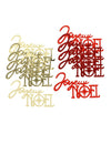 10 confetis Feliz Natal vermelho e dourado 6,5 x 3,5 cm