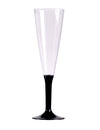 Flûte à champagne pour fête transparente avec pied noir