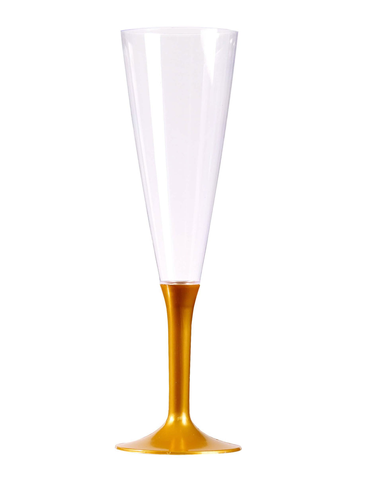 Flutes para champanhe transparentes com pé dourado