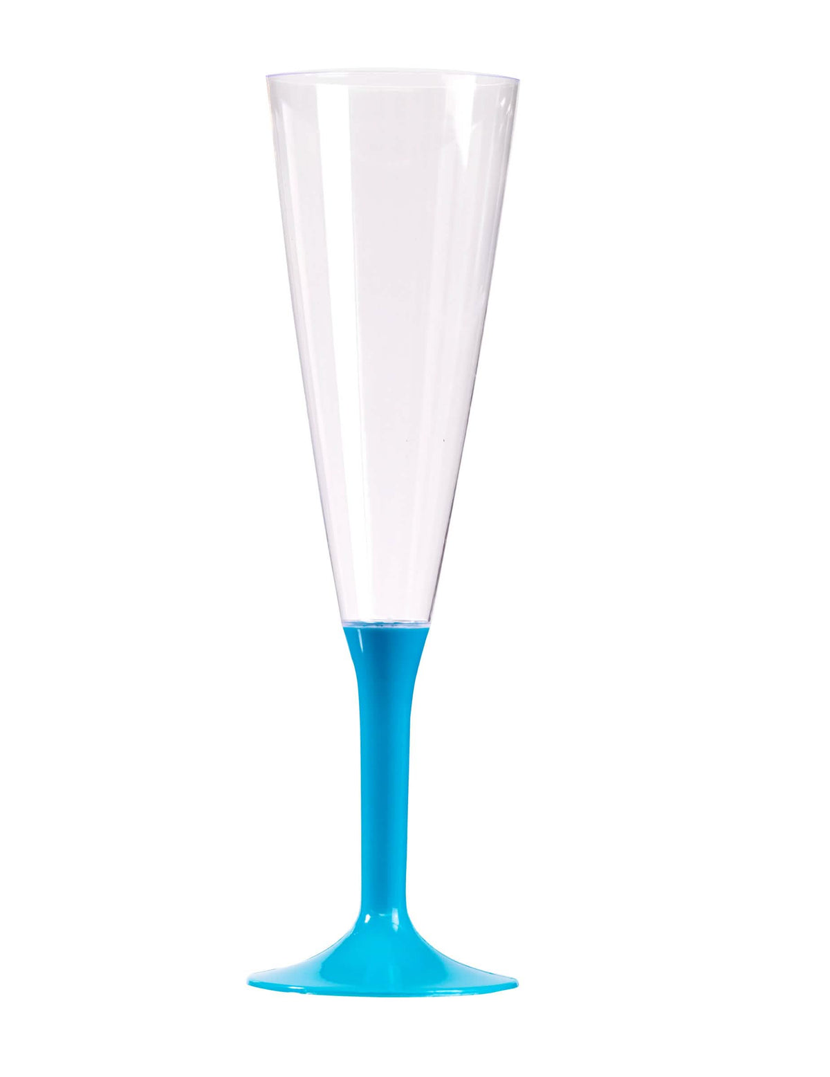 Flutes de champanhe festivas com pé turquesa em plástico