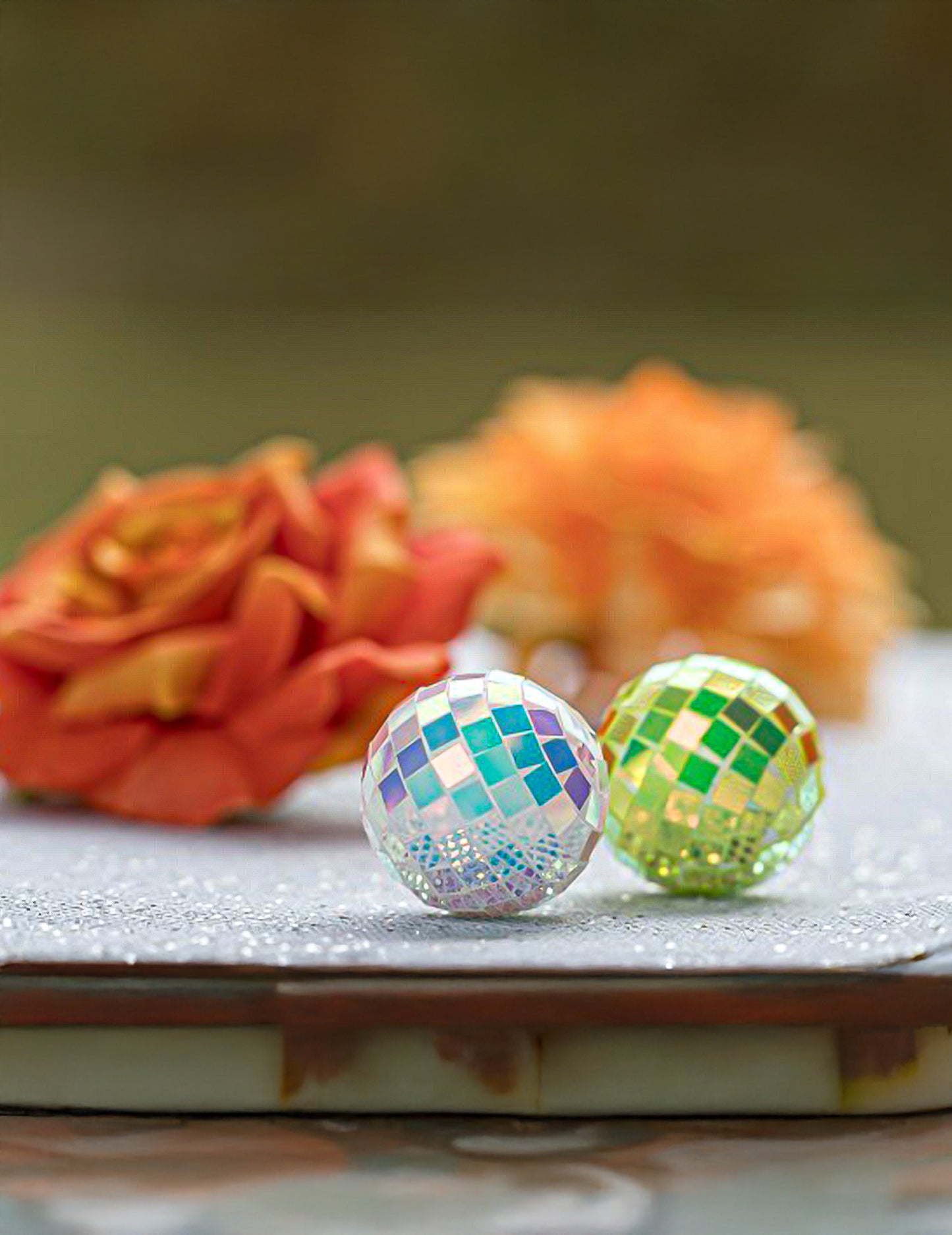 10 Mini bolas de espelhos iridescentes multicoloridas 4 cm