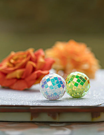 10 Mini bolas de espelhos iridescentes multicoloridas 4 cm