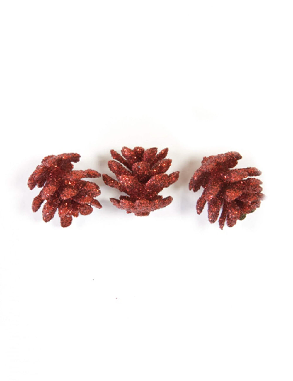 Mini pinhas com glitter de natal para decoração vermelho
