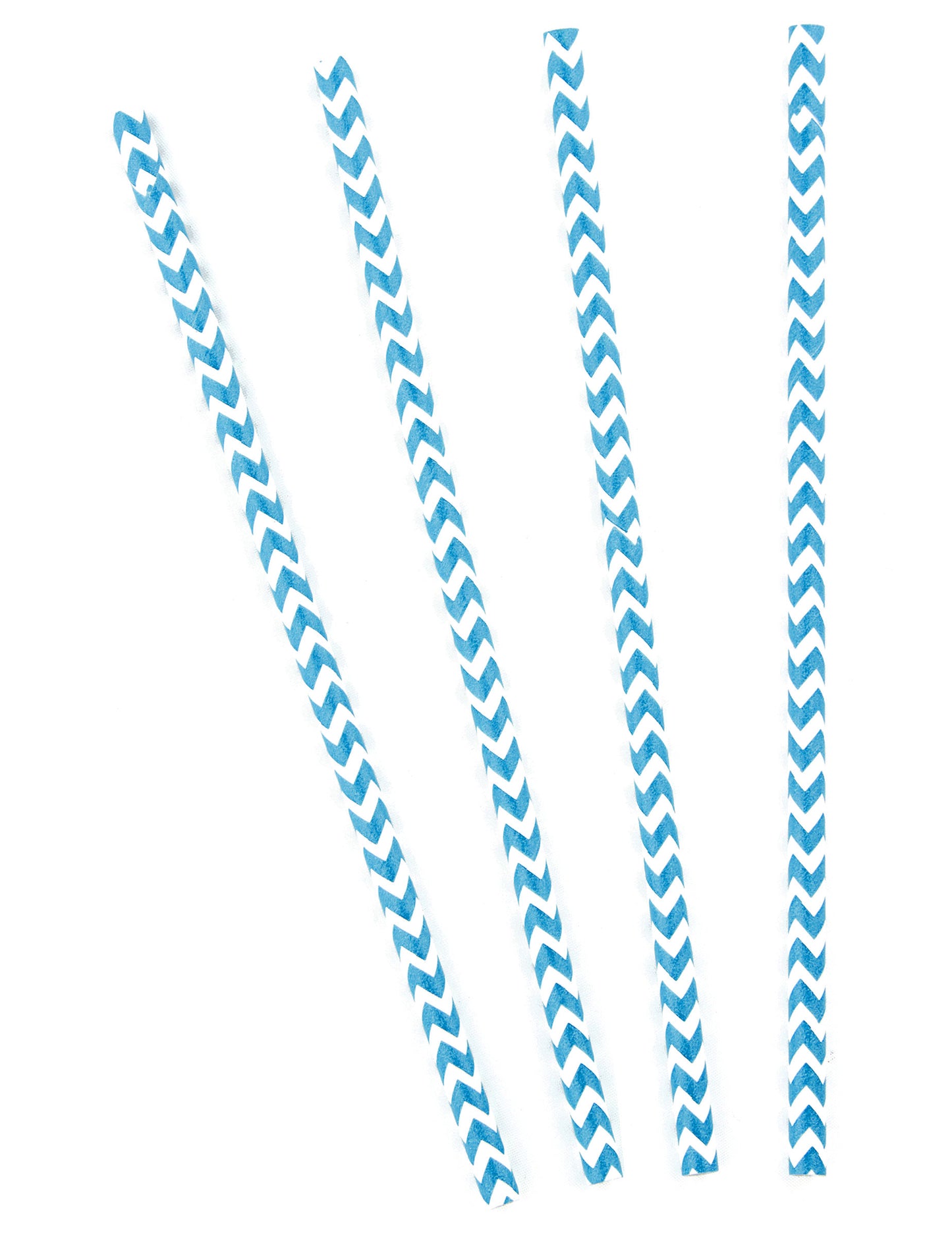 Pailles en carton chevrons pour fête bleues et blanches