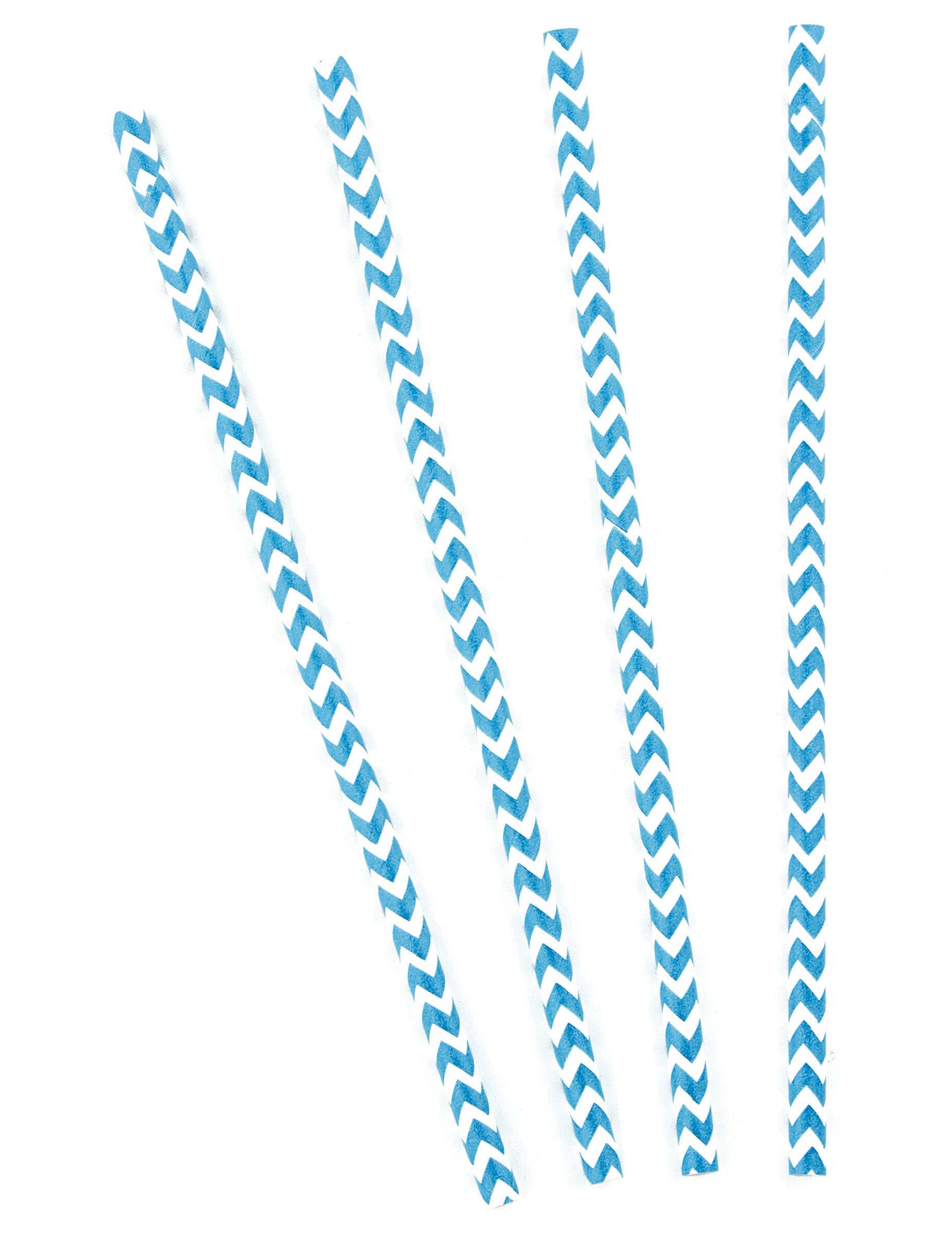 Pailles en carton chevrons pour fête bleues et blanches