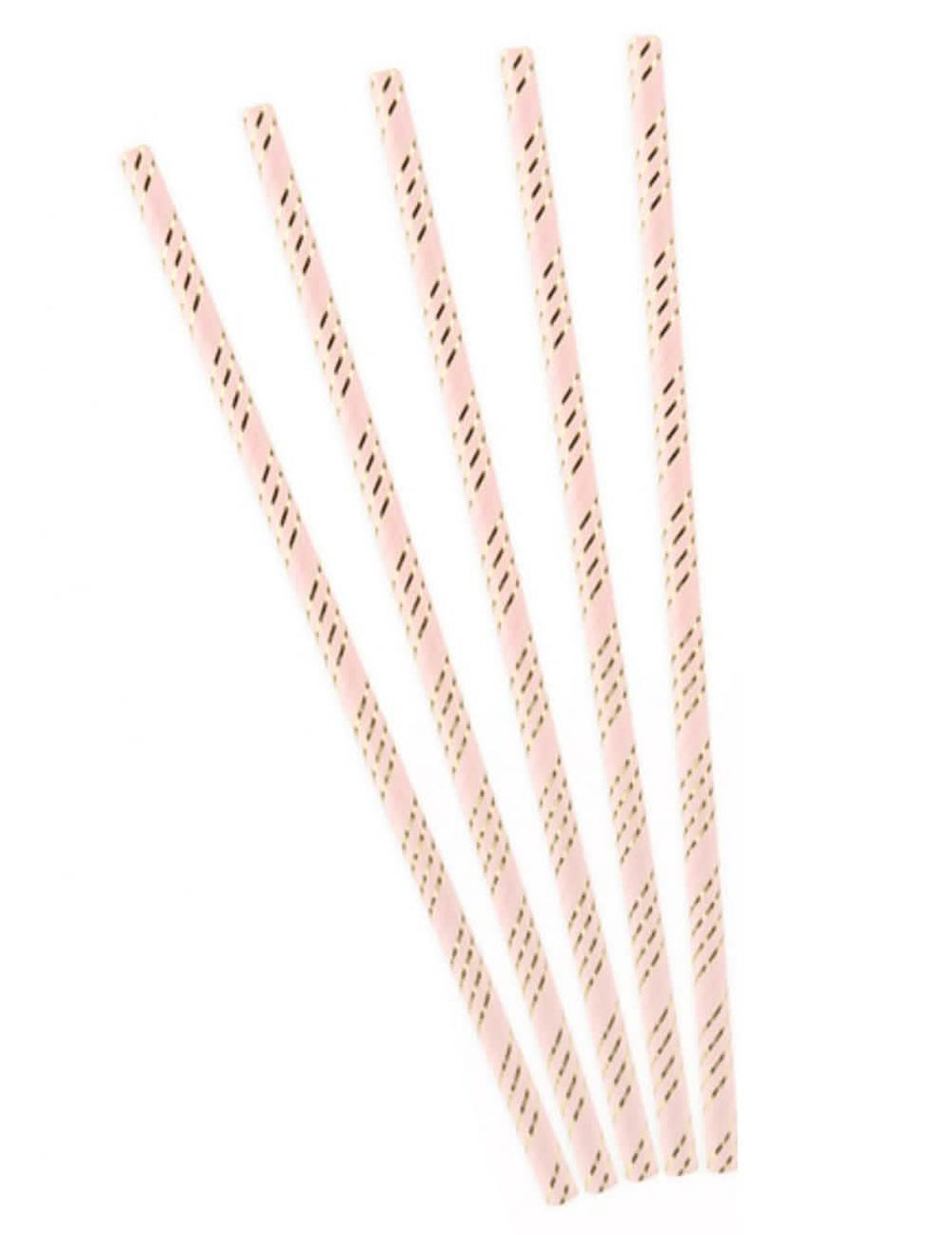 palhinhas em cartão cor de rosa às riscas dourado metálico cor de rosa e dourado