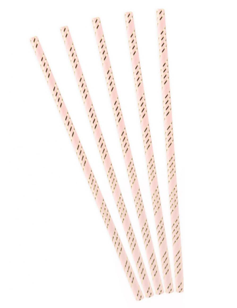 palhinhas em cartão cor de rosa às riscas dourado metálico cor de rosa e dourado
